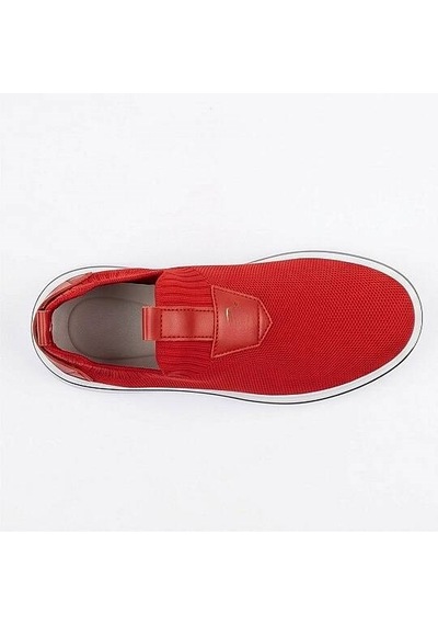 Daytex 1111 Erkek Slip-on - Full Triko Örgü Sportif Kalın Eva Taban Sneaker Kırmızı