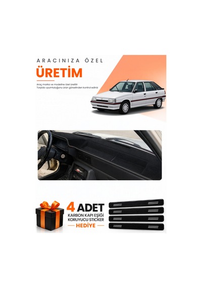 Renault 11 Flash 1989-1996 Uyumlu Torpido Koruma Örtüsü Oto Kılıfı - Siyah