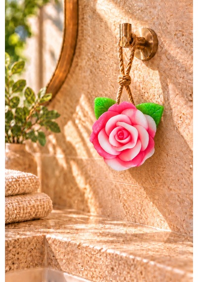 Dekoratif Kokulu Sabun & Peeling Etkili Asılabilir Dekoratif Banyo Sabunu & Pembe Gül Katı Sabun 10x11 Cm - 937774918 Diğer