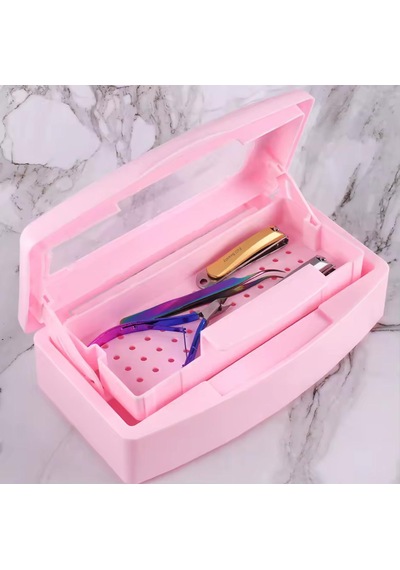 Ellea Nail Çift Bölmeli Manikür Pedikür Aletleri Sterilizasyon Kutusu Pembe