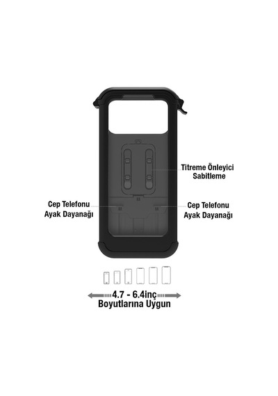 Telefon Su Geçirmez Gidon Tutucu Sağlam Kaliteli Kolay Stand Siyah