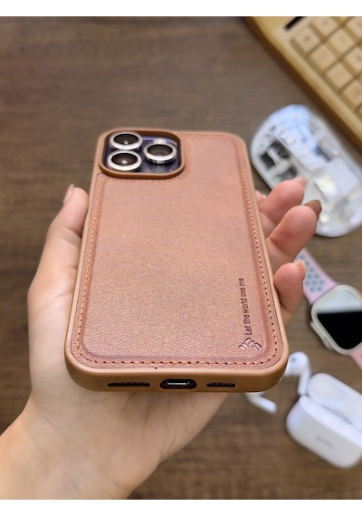 Apple iPhone 16 Pro Max Uyumlu Premium Deri Dokulu Darbelere Karşı Dayanıklı Nazal Silikon Kılıf Kahverengi Apple iPhone 16 Pro Max Uyumlu Premium Deri Dokulu Darbelere Karşı Dayanıklı Nazal Silikon Kılıf Kahverengi