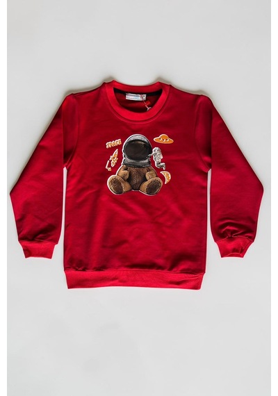 Minik Motion 3'lü Set Çocuk Baskılı 2 İplik Penye Sweatshirt Kırmızı - Puantiye Minik Motion 3'lü Set Çocuk Baskılı 2 İplik Penye Sweatshirt Kırmızı - Puantiye