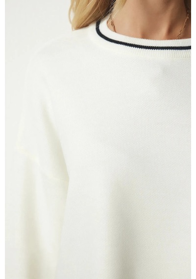 Melinoi Kadın Bej Ekru Basic Triko Kazak - Beige Ecru Basic Knitwear Sweater For Women Mqd001 Ekru Beyaz - 587876630 Ekru Beyaz
