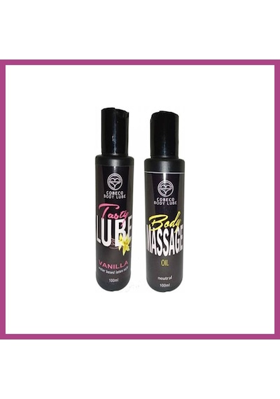 Gees Global Cobeco Vanilla Tasty Lube & Body Massage Oil Vanilya Aromalı 100ml Ve Vücut Masaj Yağı 100ml Set Gbzs