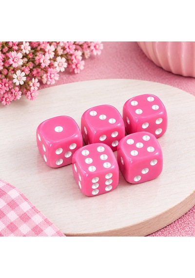 Sera 16 Mm Pembe Okey Zarı 6'lı Set Renkli Plastik Oyun Zarı