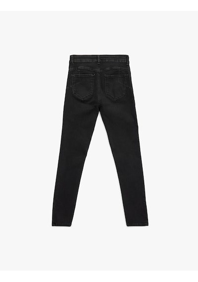 Koton Yüksek Bel Fermuar Cep Detaylı Toparlayıcı Skinny Jean Pantolon - Push Up Skinny Jeans Siyah 6wal40042md Siyah