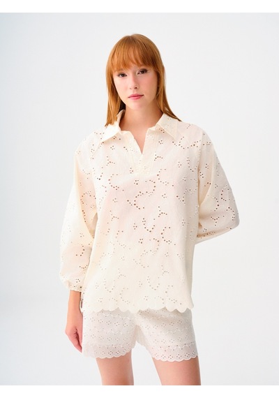 Oversize Kadın Bluz U.kol Ekru