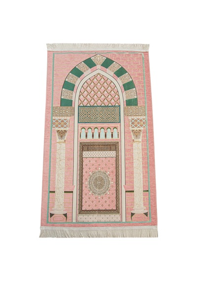 Lüks Mihrap Desenli Şönil Dokuma Seccade Pembe Pembe