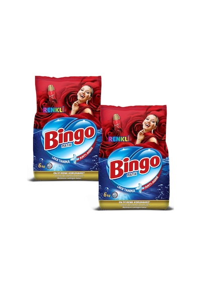 Bingo Matik Lovely Parfümlü Renkliler için Toz Çamaşır Deterjanı 2 x 6 KG