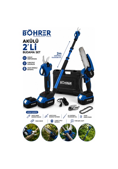Böhrer Ba011373 3lü Bahçe Seti - Teleskopik Kol + Makas + Testere