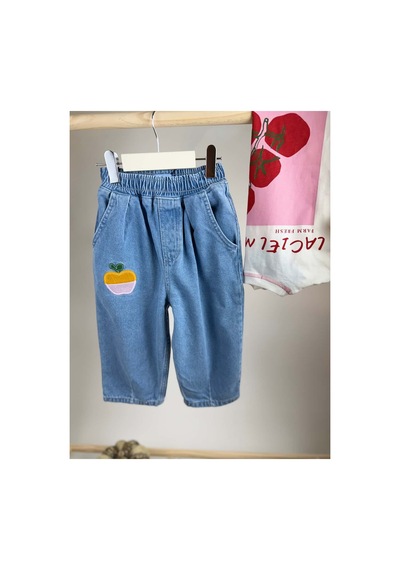 Poala Kids Elmalı Jean Pantolon Mavi