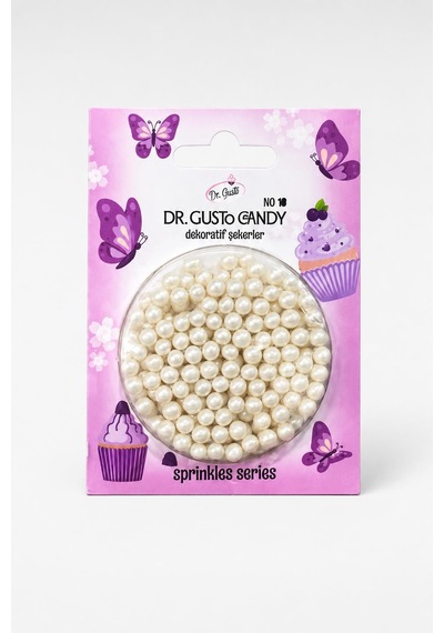 Dr. Gusto 4 Mm İnci Beyazı Candy Boncuk Pasta Süsleme Şekeri