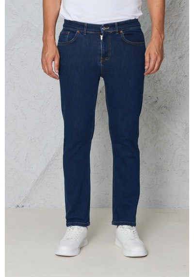 Blayn Jeans Erkek Lacivert Kot Pantolon Urban Fit Denim Esnek Rahat Kalıp Günlük Jean Pantolon Koyu Lacivert
