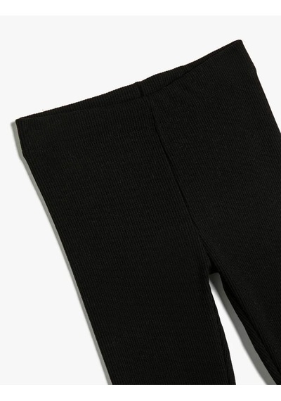 Koton Basic Ribanalı Tayt Beli Lastikli Siyah 5wkg40056ak Siyah