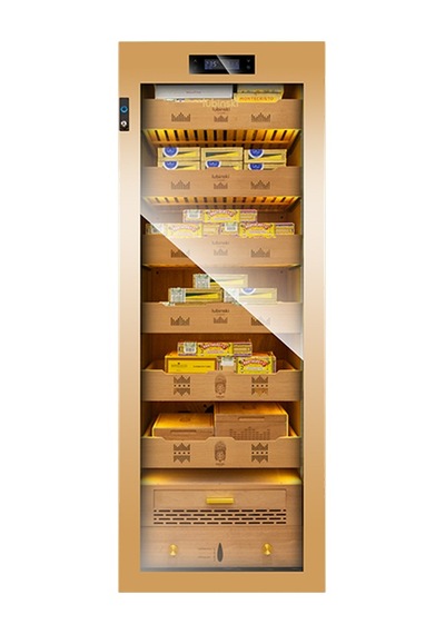 Lubinski Gold - Siyah Wifi Kontrol + Parmak İzi Kilitli Elektronik Puro Dolabı Ra-666 Lb-040