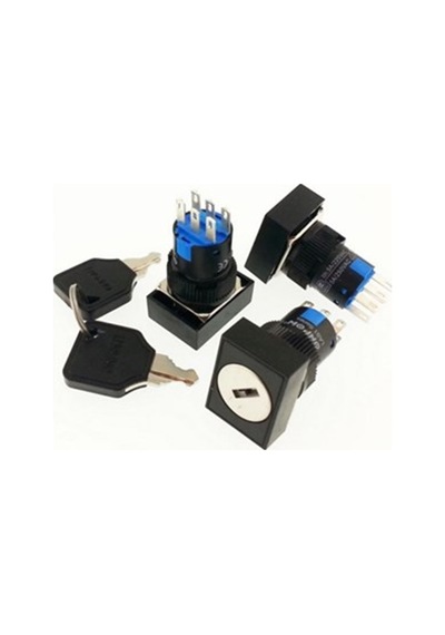 16Mm Anahtarlı (Key) Buton On-Off-On 5A 250Vac 6P