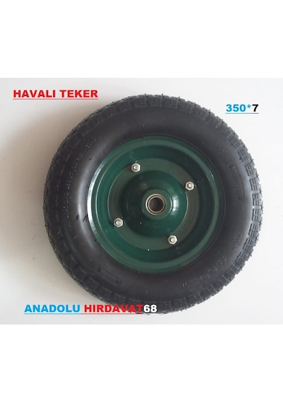 Havalı Teker Yük Taşıma Teker El Arabası Tekeri Metal Jant 350x7