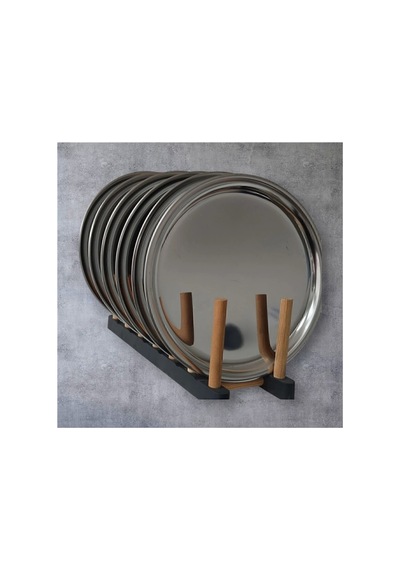 12'li Yuvarlak Paslanmaz Çelik Çay Tepsisi - 21 ,5cm Metal Servis Tabağı