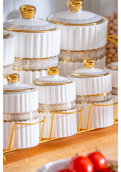 Acar Eva Gold Metal Standlı Baharatlık 7'li Çok Renkli