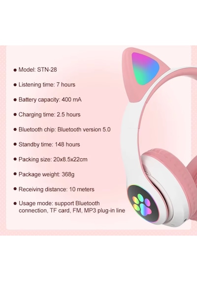 STN28 Vilya Bluetooth Kedi Kulaküstü Kulaklık