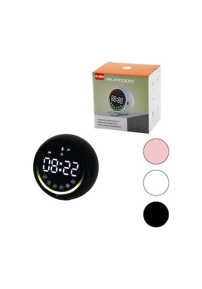 Go İthalat Dijital Saat - Bluetooth Wireless Mini Hoparlör Speaker Usb Şarjlı - Işıklı 5w Pl-4652