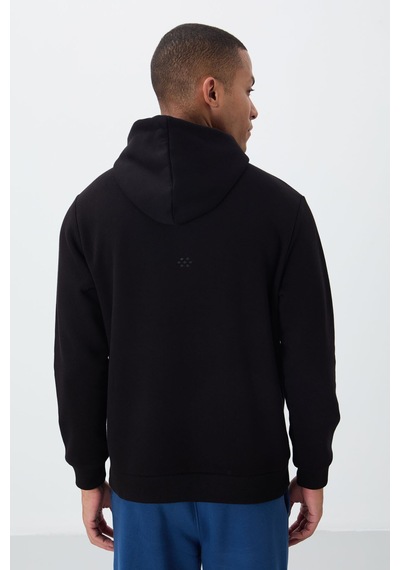 Tommy Life Siyah Pamuklu Kalın İçi Tüylü Yumuşak Dokulu Comfort Fit Nakışlı Erkek Sweatshirt - 88419 Siyah