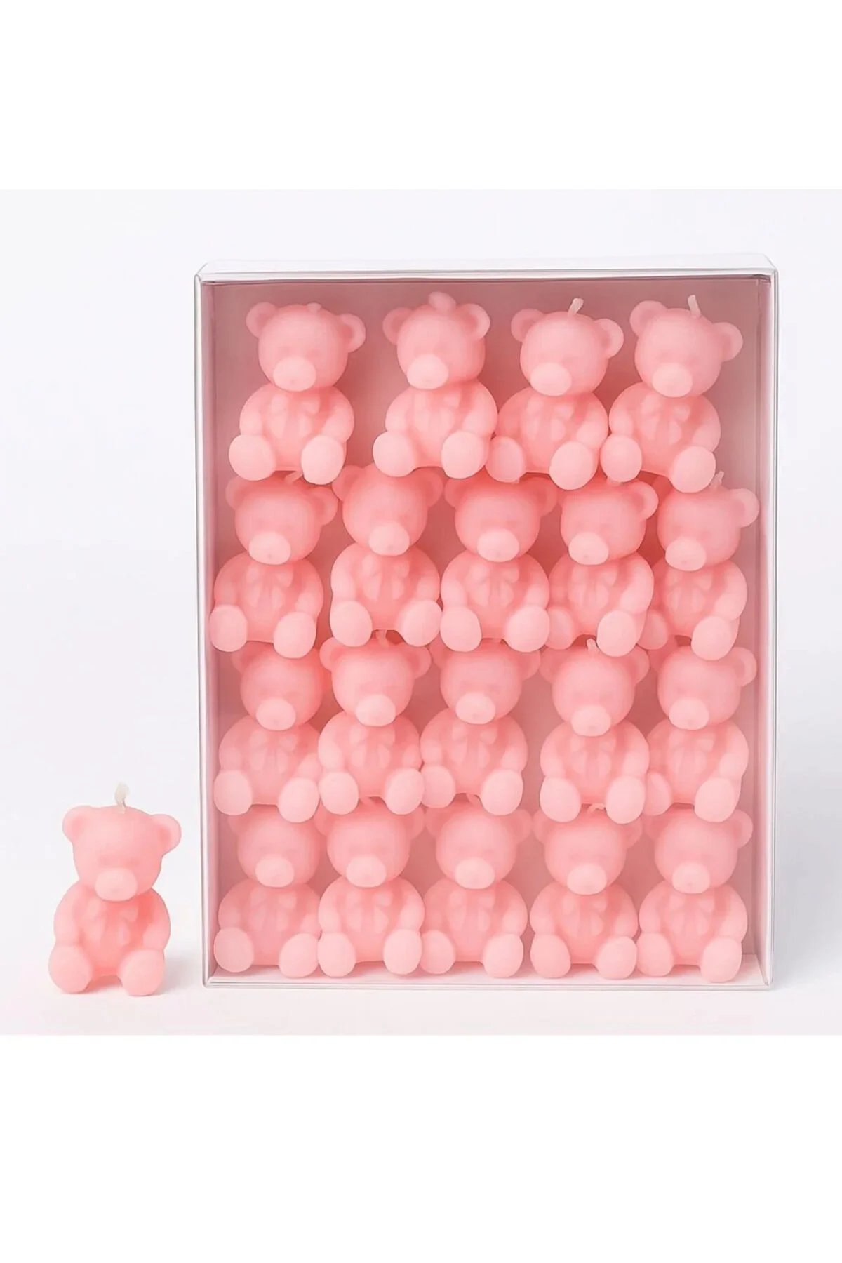 Mini Ayıcık Mum 30 Lu Süs Mum Sevimli Dekoratif Hediyelik Pembe