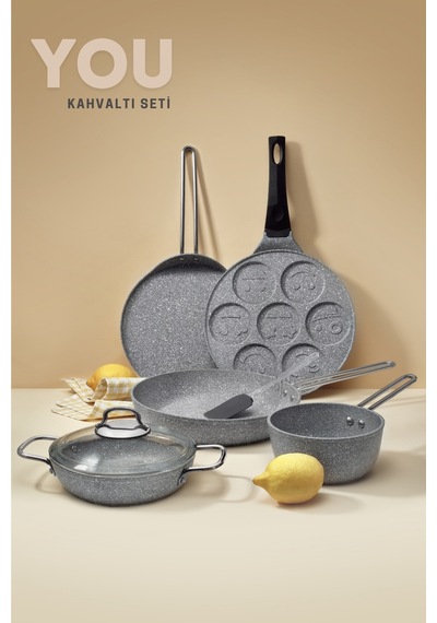 You 7 Parça Granit Kahvaltı Seti Gri
