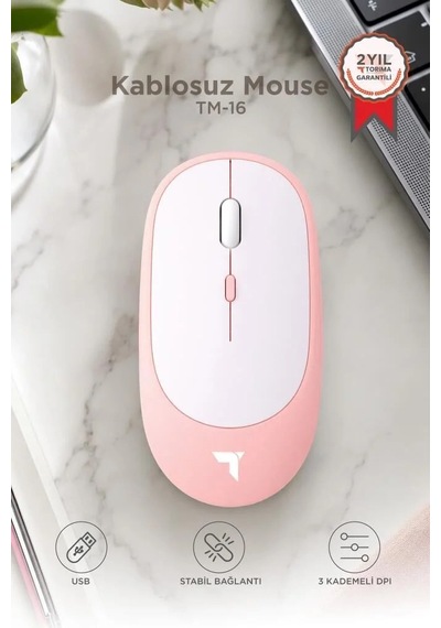 Masaüstü Gereci Çalışma Masası Cep Aksesuarı Mouse Çift Modlu Sessiz Kablosuz Fare Tm16 Pembe