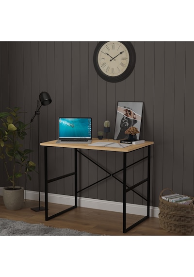 Asra Trend Metal Çalışma Masası METALÇM02 %100 MDF Bilgisayar Masası Safir Meşe