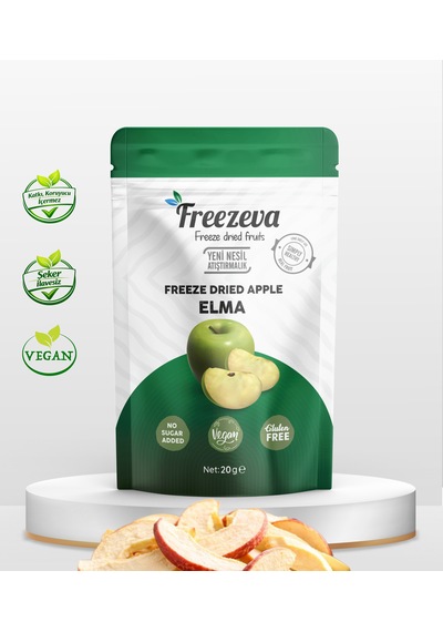 Dondurularak Kurutulmuş Elma Kırmızı 20 Gr - Freeze Dried Elma Kuru Meyve Cipsi 20 G