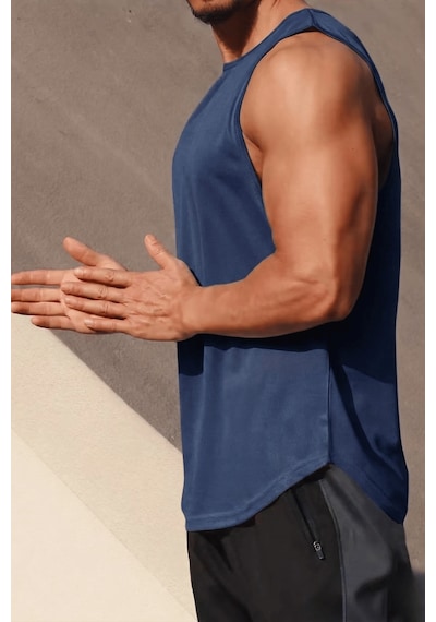 Genius Store Erkek Sporcu Atleti Sıfır Kol Tişört Fitness Gym Antrenman Tişörtü Ter Tutmayan Atlet Sıfırkol-2026 Lacivert