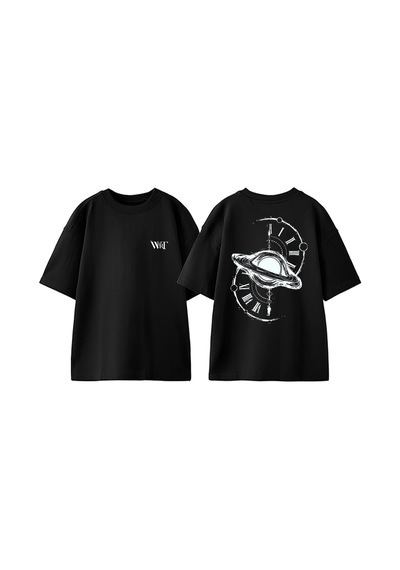 Thewert The 4th Dimension Tasarım Sırt Baskılı Pamuk Siyah Oversize T-shirt