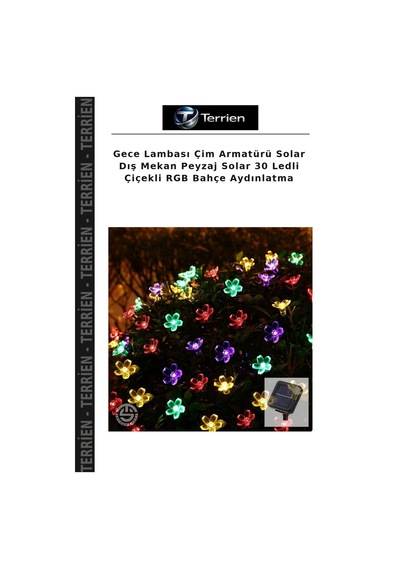 Gece Lambası Çim Armatürü Solar Dış Mekan Peyzaj Solar 30 Ledli Çiçekli Rgb Bahçe Aydınlatma Diğer