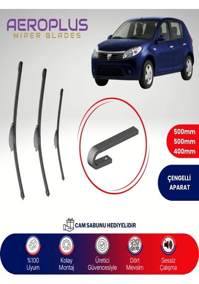 Aeroplus Dacia Sandero Ön Arka Muz Silecek Takımı 2008-2015