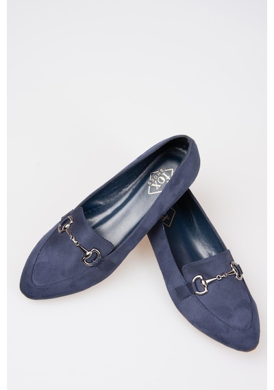 Fox Shoes Y290110002 Lacivert Süet Toka Detaylı Günlük Kadın Babet Lacivert