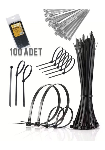 Siyah Kablo Bağı Cırt Kelepçe-nylon66 3.6 X 200mm - Siyah