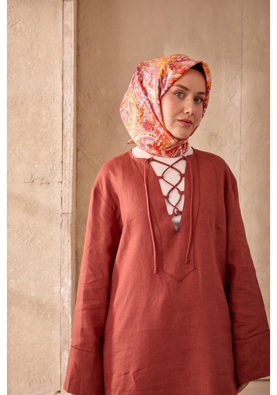 Twill İpek Eşarp 11473-08 Lavanta, Turuncu, Kırmızı, Beyaz, Gri