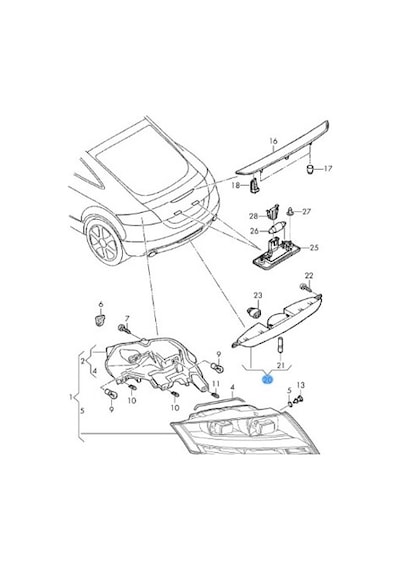 Audi Tt Tts Roadster 07-14 Arka Tampon Orta Sis Lambası 8J0945703