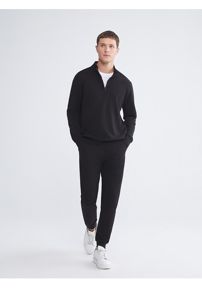 Lcwaıkıkı Classic Siyah Dik Yaka Uzun Kollu Erkek Kalın Sweatshirt