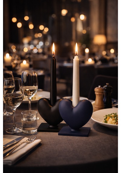 Dekoratif Kalpli Şamdan Romantik Mumluk Lacivert