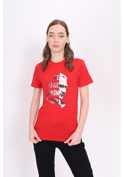 Toontoy Unisex Baskılı Tişört Kırmızı