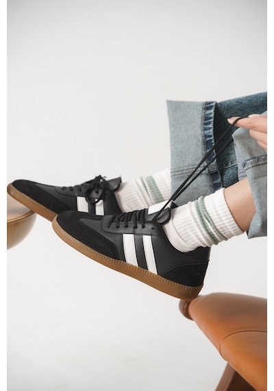 Daxtors Garantili Agnus Günlük Ortopedik Kadın Sneaker Spor Ayakkabı Siyah-beyaz