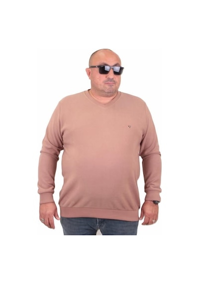 Starbattal Büyük Beden Selanik V Yaka Classic Sweat 23201 S.Kahve-S.Kahve Sütlü Kahverengi