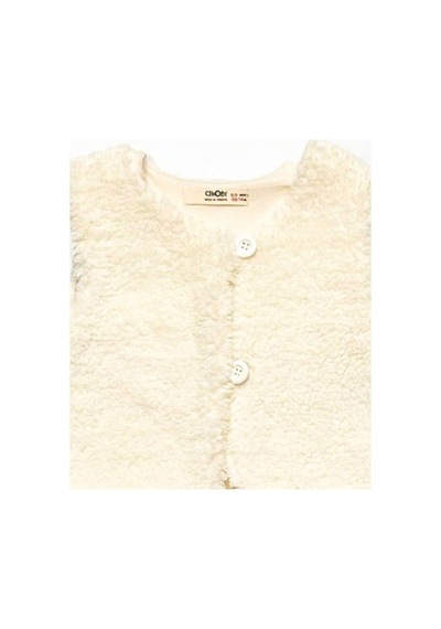 Çikoby Kız Bebek Peluş Yelek-14866 Ekru