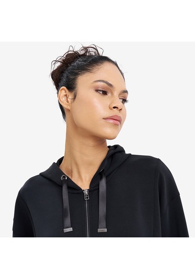 Lescon Siyah Kadın Fermuarlı Kapüşonlu Sweatshirt 26n-2103