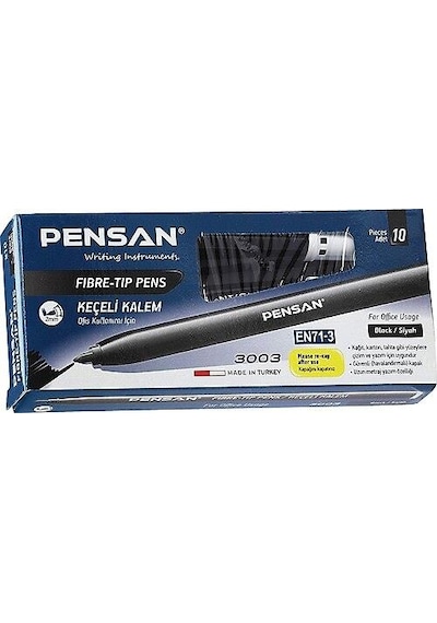 PENSAN KEÇELİ KALEM SİYAH 10 LU