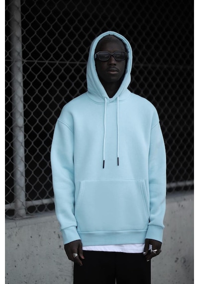 Kapşonlu 3 İplik Kalın İçi Polarlı Oversize Kangru Cepli Erkek Sweatshirt 001