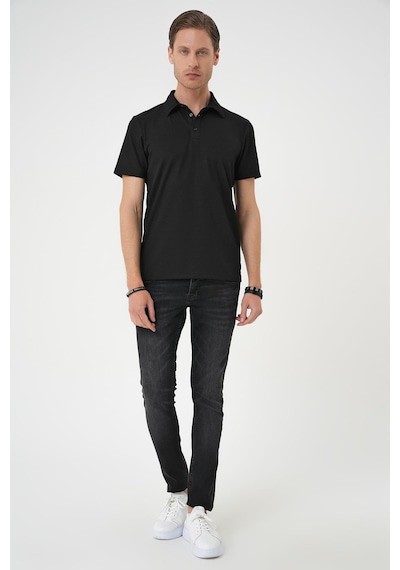 Efor Comfort Fit Polo Yaka Viskon Karışımlı Casual Siyah Tişört Ts 901 Siyah